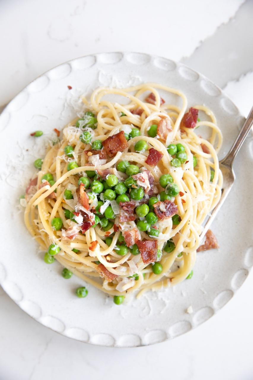 Pasta with Bacon and Peas - The Forked Spoon
