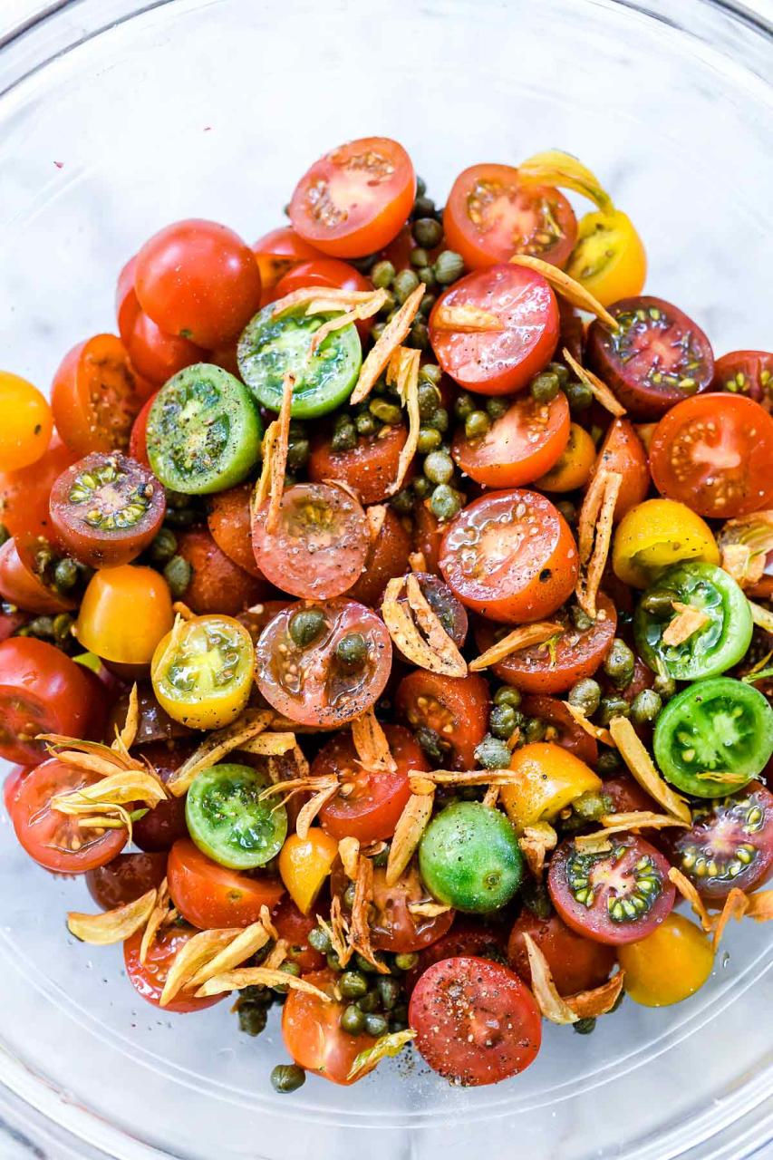 Caprese Pasta Salad with Garlic Marinated Tomatoes | foodiecrush.com