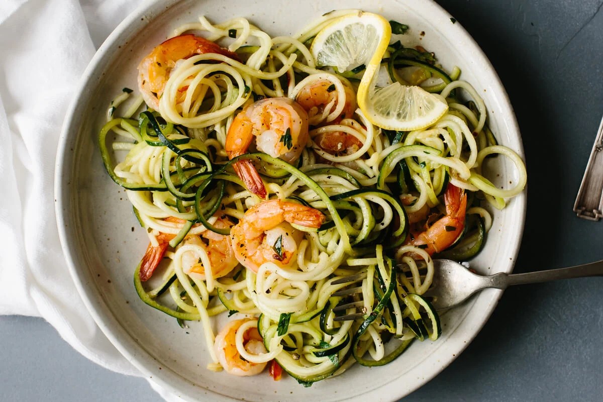 Zucchini Pasta with Lemon Garlic Shrimp - Downshiftology