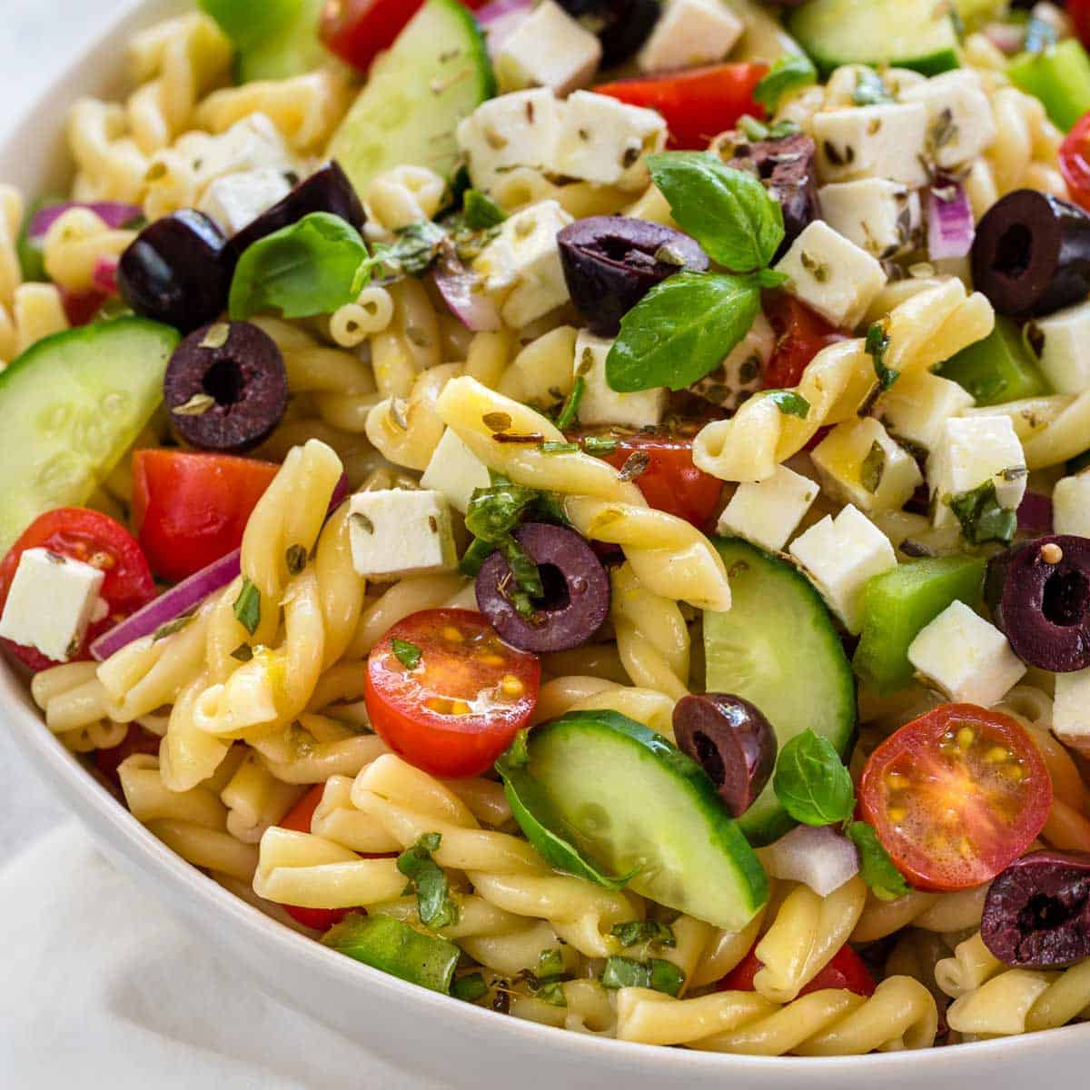 Easy Greek Pasta Salad Recipe - Jessica Gavin